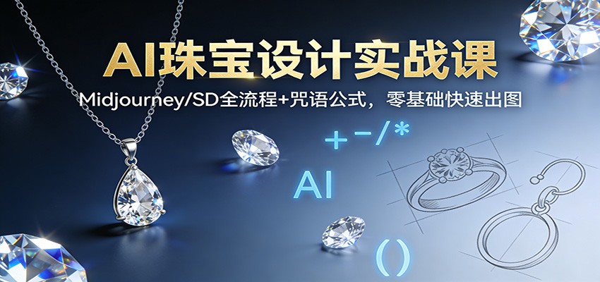 AI珠宝设计实战课：Midjourney/SD全流程+咒语公式，零基础快速出图-藏宝阁