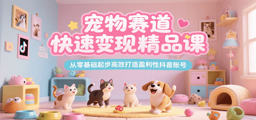 宠物赛道快速变现精品课，从零基础起步高效打造盈利性抖音账号-藏宝阁
