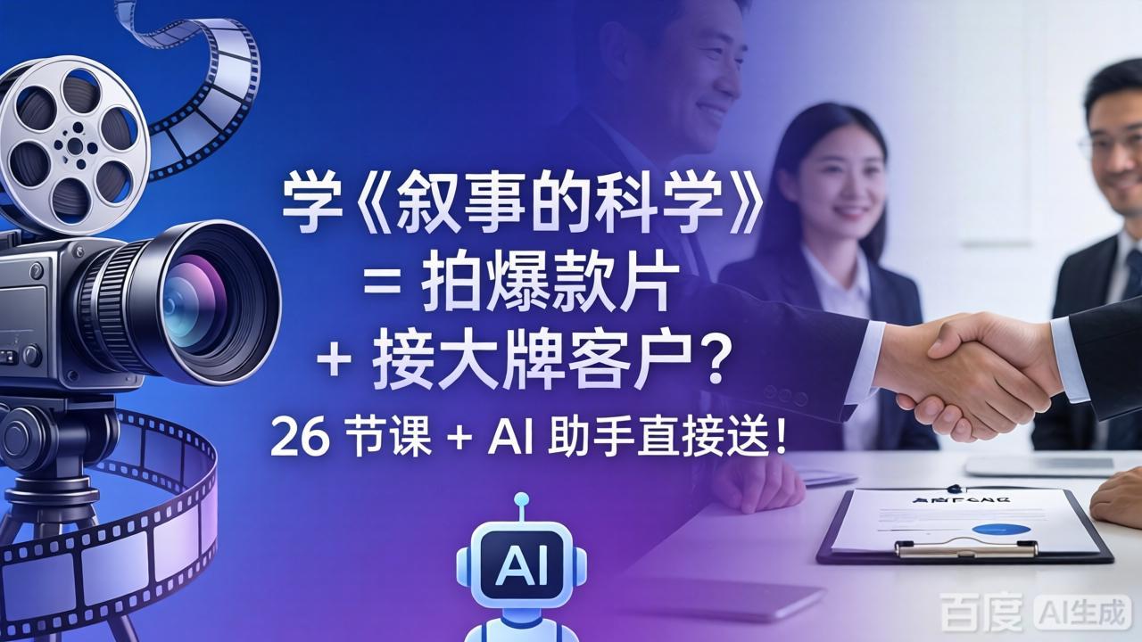 学《叙事的科学》= 拍爆款片 + 接大牌客户？26 节课 + AI 助手直接送！-藏宝阁