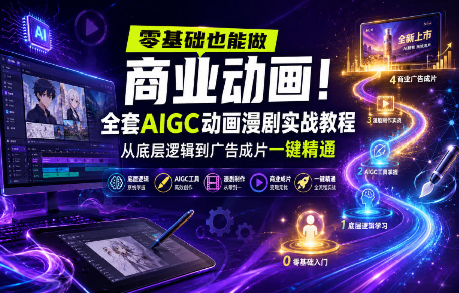 零基础也能做商业动画！全套AIGC动画漫剧实战教程，从底层逻辑到广告成片一键精通(更新0905)-藏宝阁