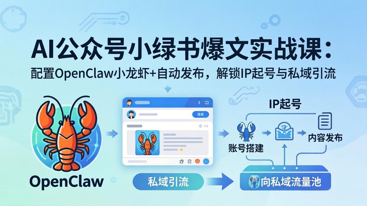 AI公众号小绿书变现实战课：小绿书爆文写作+OpenClaw自动发布，解锁IP起号与私域引流-藏宝阁