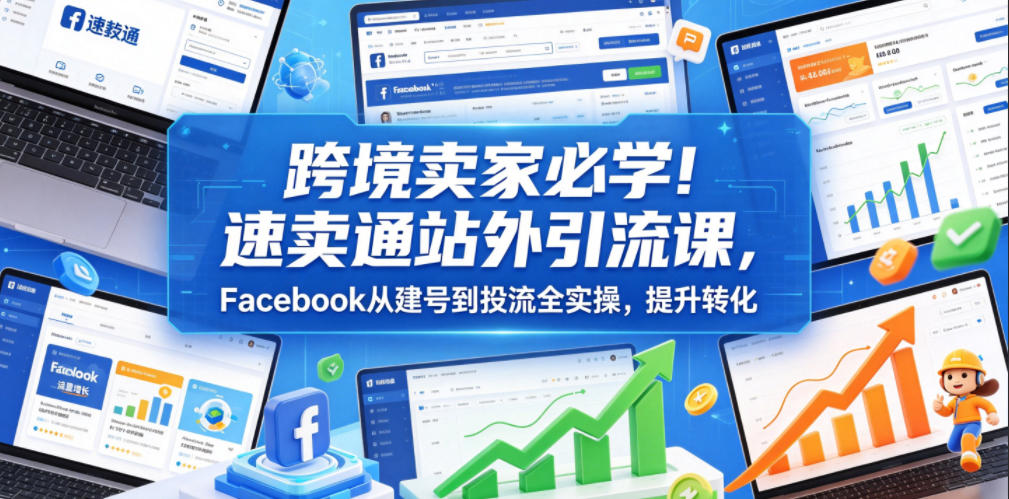 跨境卖家必学！速卖通站外引流课，Facebook从建号到投流全实操，提升转化-藏宝阁