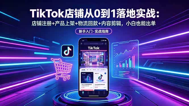 TikTok店铺从0到1落地实战：店铺注册+产品上架+物流回款+内容剪辑，小白也能出单-藏宝阁