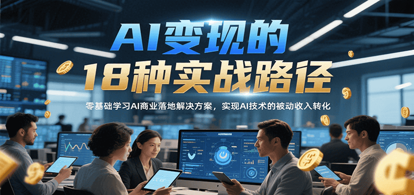 AI变现的18种实战路径，零基础学习AI商业落地解决方案，实现AI技术的被动收入转化-藏宝阁