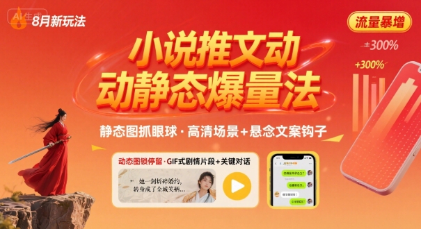 8月小说推文全新玩法，动静态图片+搭配小说文案爆量玩法-藏宝阁