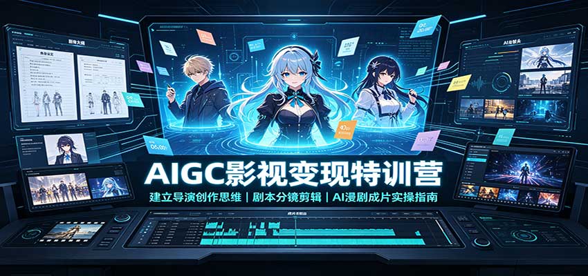 AIGC影视变现特训营：建立导演创作思维，剧本分镜剪辑，AI漫剧成片实操指南-藏宝阁