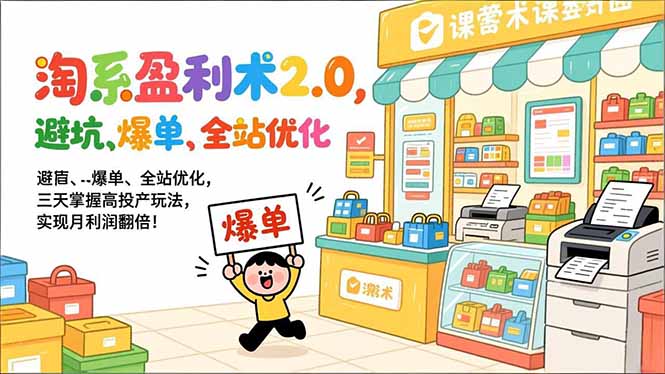 淘系盈利术2.0，避坑、爆单、全站优化，三天掌握高投产玩法，实现月利润翻倍！-藏宝阁