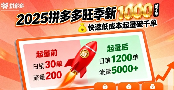 2025拼多多旺季新老店铺——快速低成本起量破千单-藏宝阁