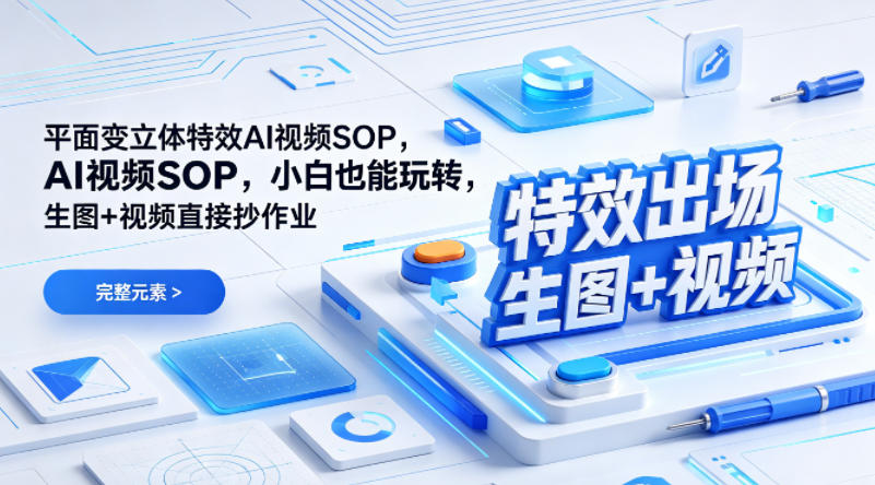 (特效出场)平面变立体特效AI视频SOP，小白也能玩转，生图+视频直接抄作业-藏宝阁