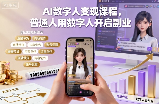 AI数字人变现课程，普通人用数字人开启副业-藏宝阁