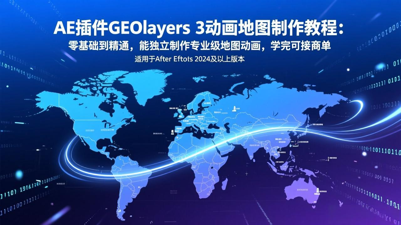 AE插件GEOlayers 3动画地图制作教程：零基础到精通，能独立制作专业级地图动画，学完可接商单-藏宝阁