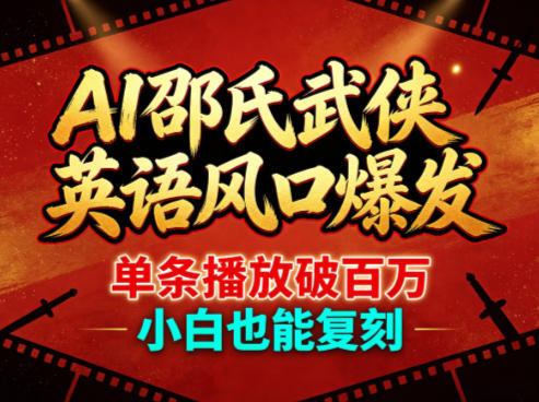 AI邵氏武侠英语风口爆发，单条播放破百万，小白也能复刻-藏宝阁
