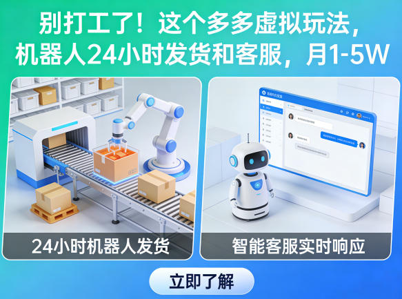 别打工了！这个多多虚拟玩法，机器人24小时发货和客服，月1-5W【揭秘】-藏宝阁