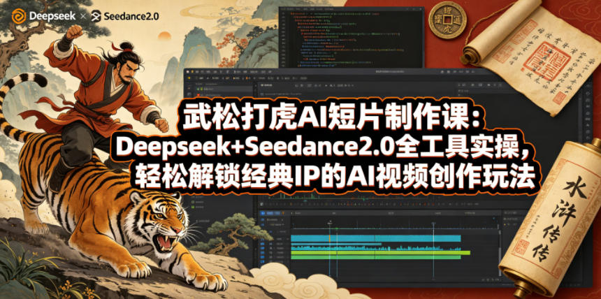 武松打虎AI短片制作课：Deepseek+Seedance2.0全工具实操，轻松解锁经典IP的AI视频创作玩法-藏宝阁