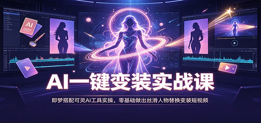 AI一键变装实战课：即梦搭配可灵AI工具实操，零基础做出丝滑人物替换变装短视频-藏宝阁