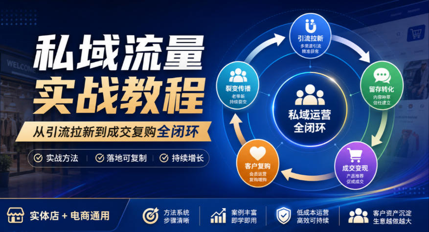 私域流量实战教程，从引流拉新到成交复购全闭环，实体店电商通用-藏宝阁