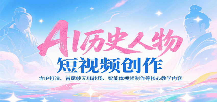 AI历史人物短视频创作，含IP打造、首尾帧无缝转场、智能体视频制作等核心教学内容-藏宝阁
