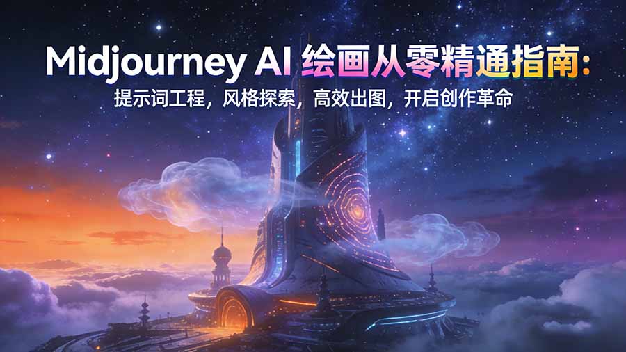 Midjourney AI绘画从零精通指南：提示词工程，风格探索，高效出图，开启创作革命-藏宝阁