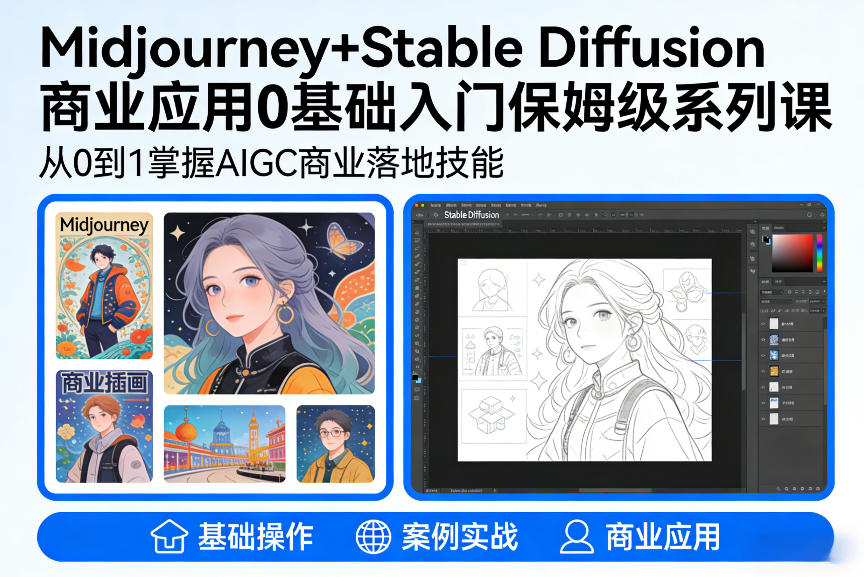 AIGC商业应用Midjourney+Stable Diffusion教程，0基础入门保姆级系列课-藏宝阁