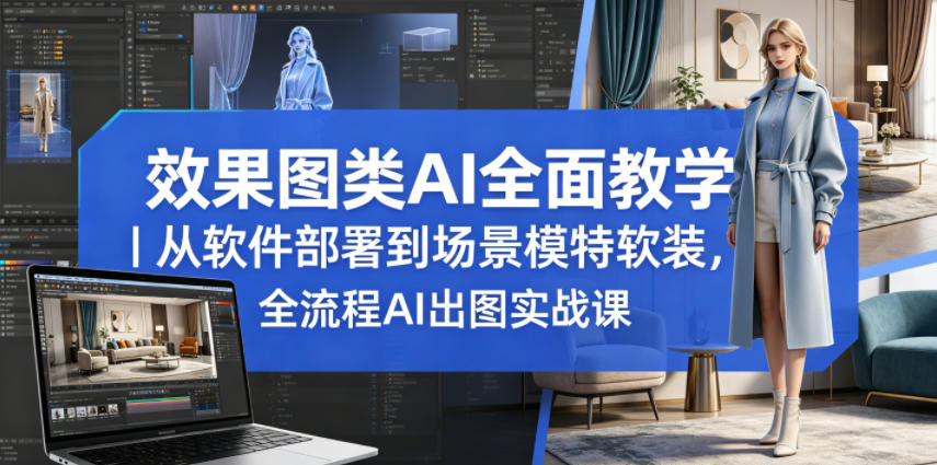 效果图类AI全面教学｜从软件部署到场景模特软装，全流程AI出图实战课-藏宝阁