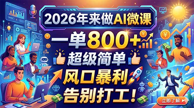 2026年来做AI微课，一单800+，超级简单，风口暴利，告别打工！-藏宝阁