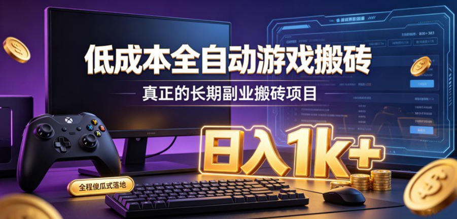 低成本全自动游戏搬砖，真正的长期副业搬砖项目，日入1k+，全程傻瓜式落地【揭秘】-藏宝阁