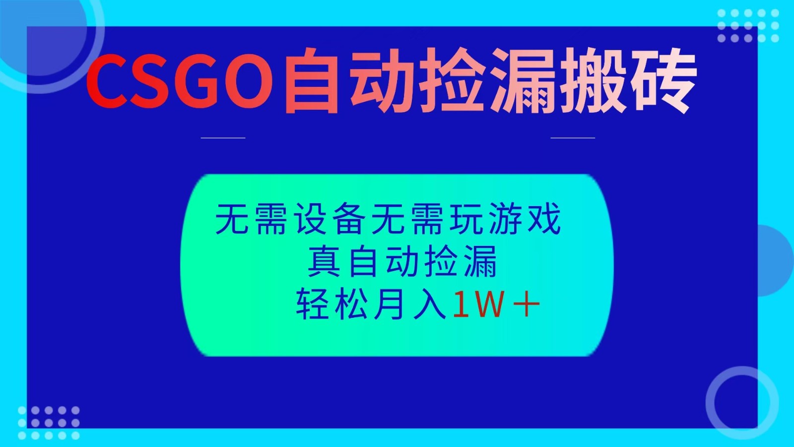 CSGO自动捡漏搬砖，当天操作当天见结果，无需了解游戏，包教包会包落地-藏宝阁