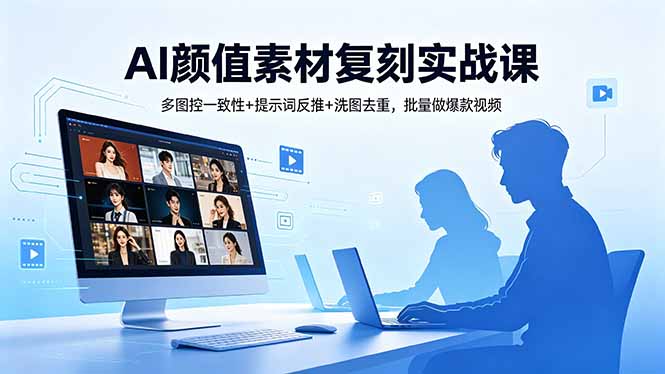 AI颜值素材复刻实战课，多图控一致性+提示词反推+洗图去重，批量做爆款视频-藏宝阁