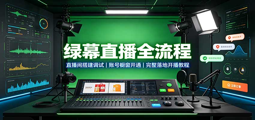 绿幕直播全流程：直播间搭建调试，账号橱窗开通，完整落地开播教程-藏宝阁