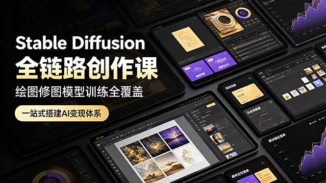 Stable Diffusion全链路创作课，绘图修图模型训练全覆盖，一站式搭建AI变现体系-藏宝阁