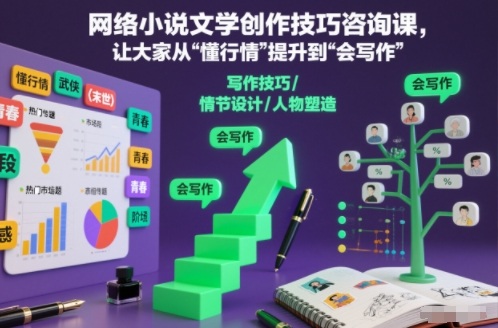 网络小说文学创作技巧咨询课，让大家从“懂行情”提升到”会写作”的高度-藏宝阁