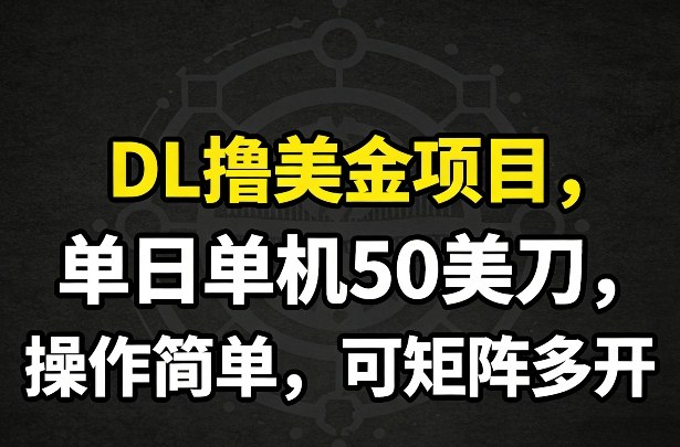 DL撸美金项目，单日单机50美刀，操作简单，可矩阵多开-藏宝阁