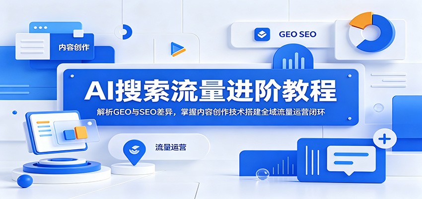 AI搜索流量进阶教程：解析GEO与SEO差异，掌握内容创作技术搭建全域流量运营闭环-藏宝阁