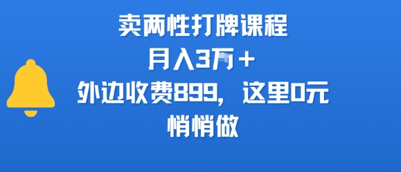 卖两性打牌课程，月入3W+外边收费899的课程，这里0元，悄悄做-藏宝阁