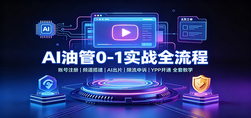 AI油管0-1实战：账号注册频道搭建，AI出片，限流申诉，YPP开通全套教学-藏宝阁