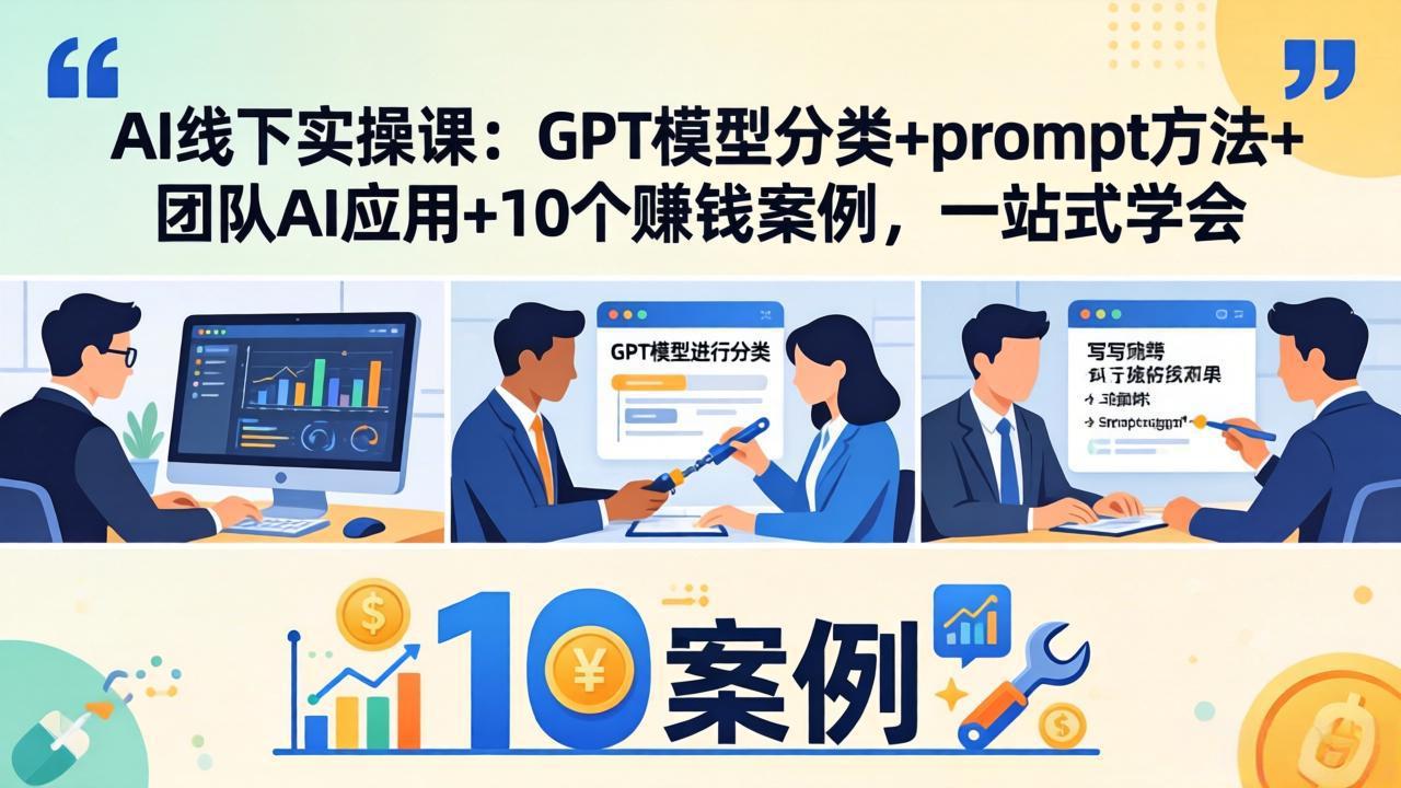 AI线下实操课：GPT模型分类+prompt方法+团队AI应用+10个赚钱案例，一站式学会-藏宝阁