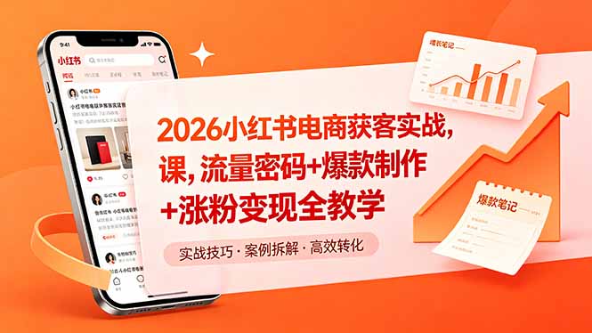 2026小红书电商获客实战课，流量密码+爆款制作+涨粉变现全教学-藏宝阁
