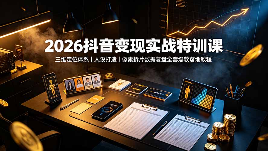 2026抖音变现实战特训课：三维定位体系｜人设打造｜像素拆片数据复盘全套爆款落地教程-藏宝阁