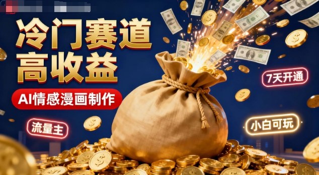 公众号冷门赛道，用AI做情感漫画，7天开通流量主，操作简单，小白可玩-藏宝阁