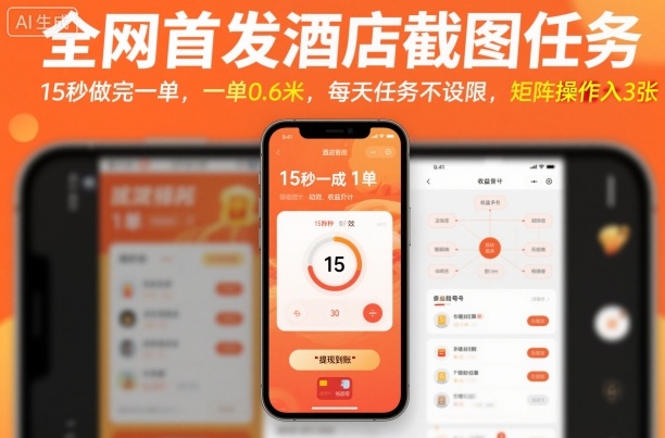 全网首发酒店截图任务，15秒做完一单，一单0.6米，每天任务不设限，矩阵操作日入3张【揭秘】-藏宝阁