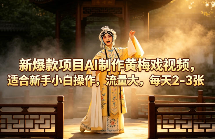 新爆款项目AI制作黄梅戏视频，适合新手小白操作，流量大，每天2-3张-藏宝阁