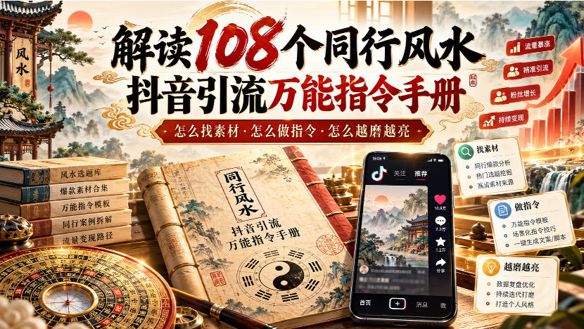 解读108个同行风水抖音引流万能指令手册，怎么找素材·怎么做指令·怎么越磨越亮【文档】-藏宝阁