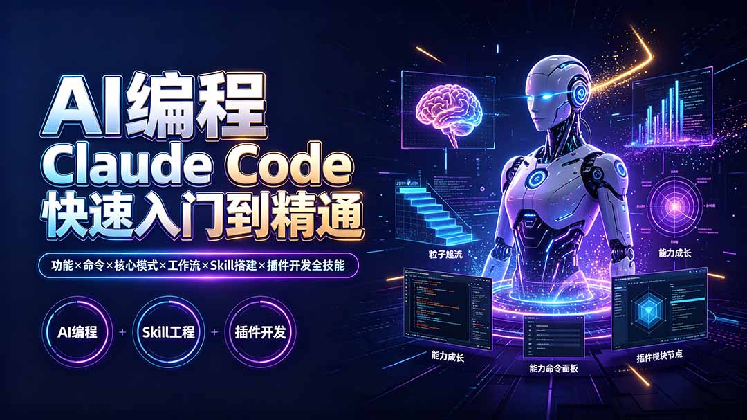 AI编程 Claude Code快速入门到精通：功能×命令×核心模式×工作流×Skill搭建×插件开发全技能-藏宝阁