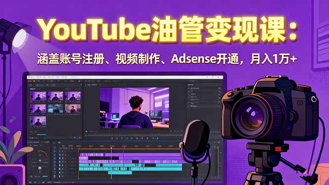 2025YouTube油管变现课：涵盖账号注册、视频制作、Adsense开通，月入1万+-藏宝阁