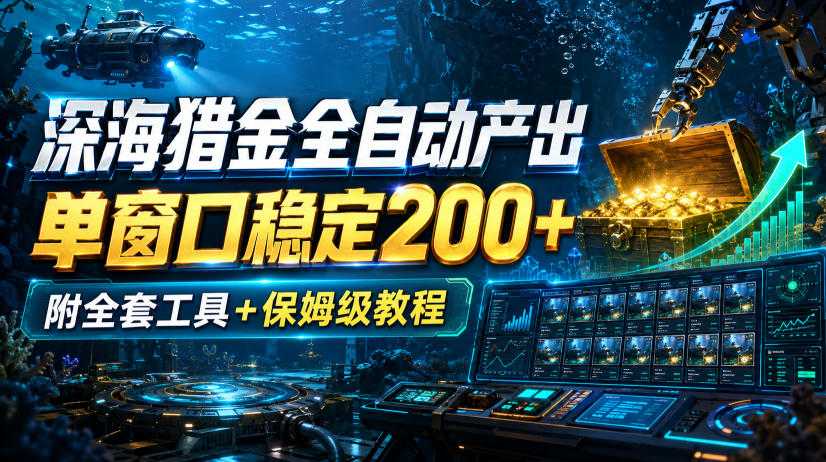 深海猎金全自动产出，单窗口稳定200+，附全套工具+保姆级教程【揭秘】-藏宝阁