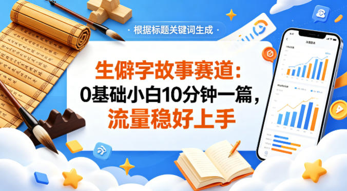 公众号流量主——生僻字故事赛道，流量稳，好上手，0基础小白也能10分钟一篇-藏宝阁