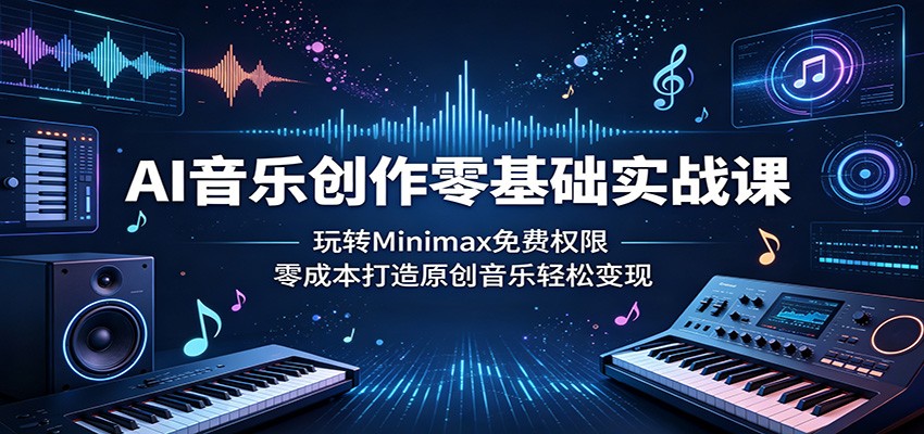 AI音乐创作零基础实战课：玩转Minimax免费权限，零成本打造原创音乐轻松变现-藏宝阁