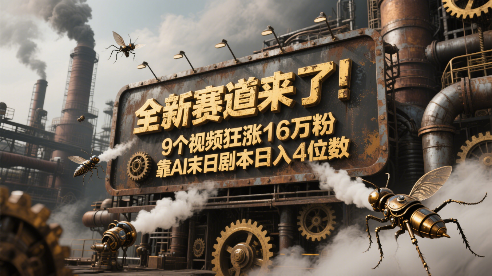 全新赛道来了！9个视频狂涨16万粉，靠AI末日剧本日入4位数，评论区爆肝追更！-藏宝阁