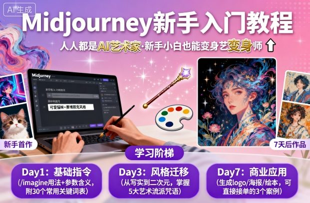 midjourney新手入门教程：人人都是AI艺术家，新手小白也能变身艺术大师-藏宝阁