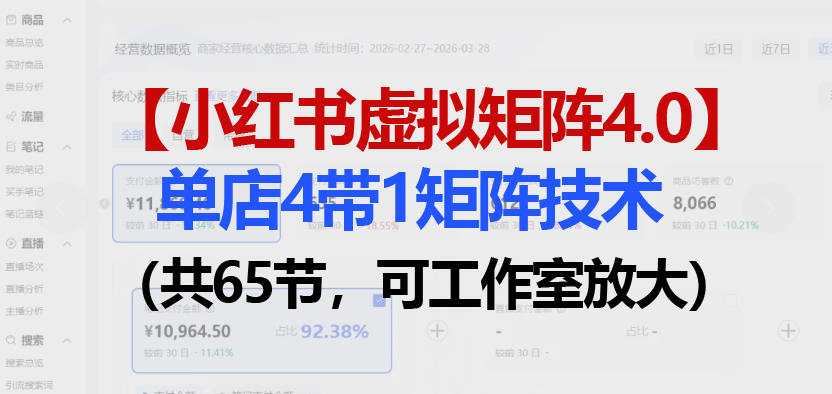 小红书虚拟矩阵4.0技术：单店4带1矩阵(共65节，可工作室放大)-藏宝阁